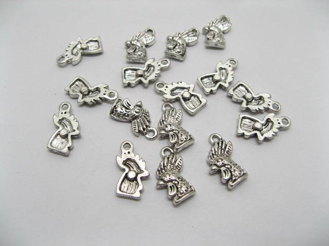 200 Charms Metal Cock Head Jewellery Pendants - Click Image to Close
